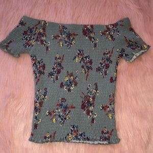 Pink rose off the shoulder top size small